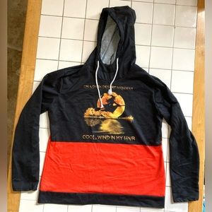 Long Sleeve Pullover Black & Orange Hooded Halloween Themed Sweatshirt